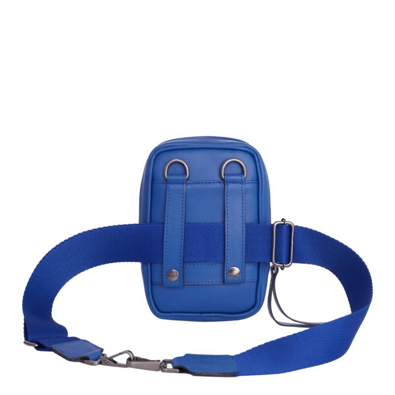 bolsa de couro azul para celular
