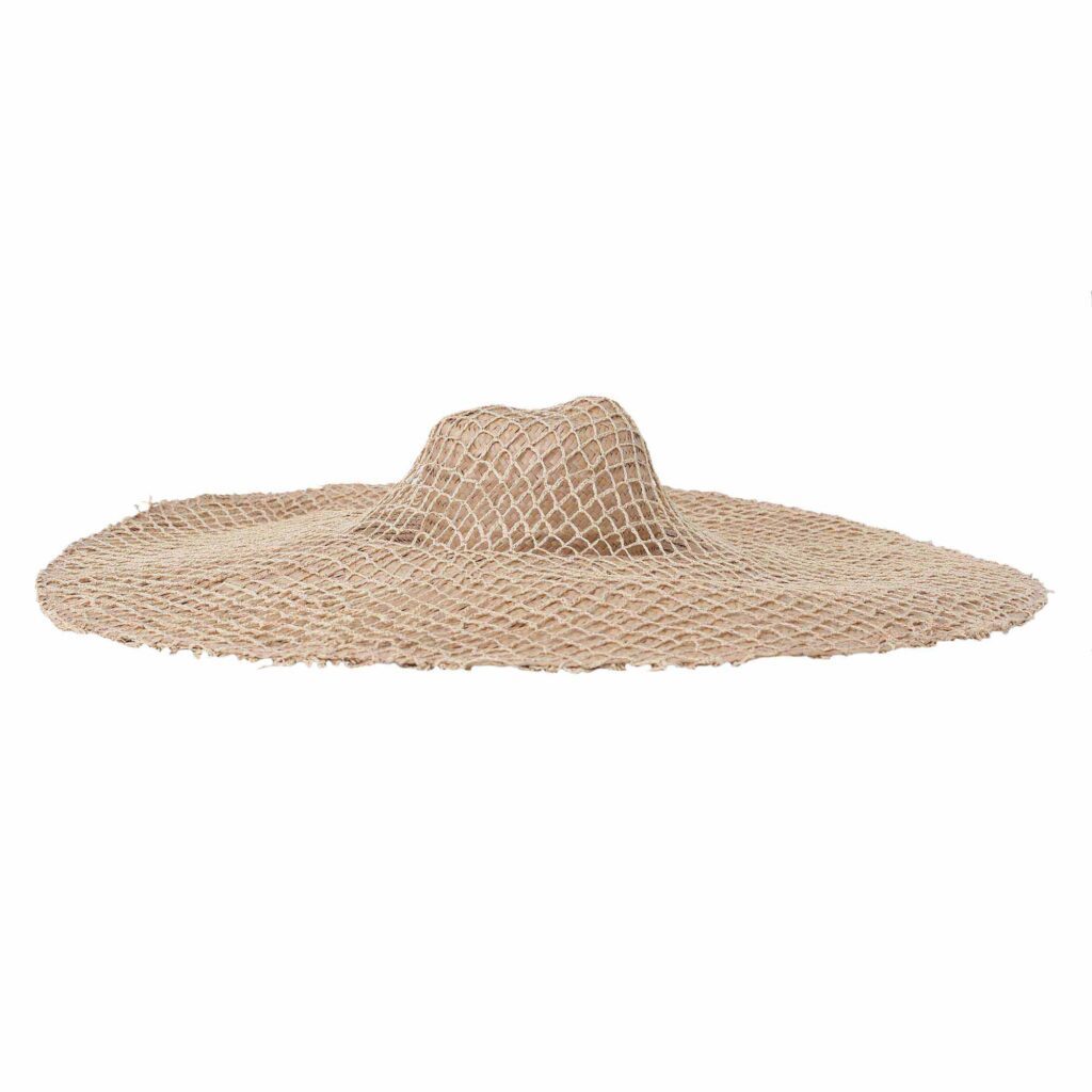 Maxxi Chapéu Tétis de luxo, palha natural, design de aba de cúpula e trama artesanal.