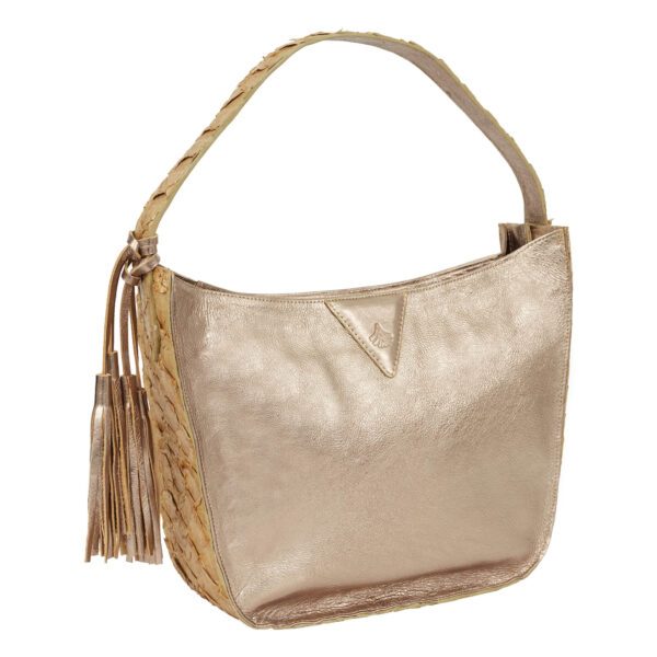 Bolsa Hobo Proa - Bege e Dourado
