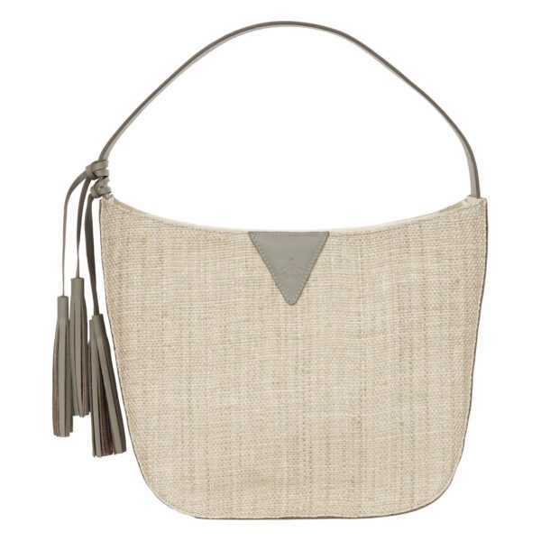 Bolsa Hobo Proa Artesanal - Off White e Cinza opaco