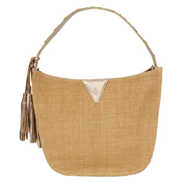 Bolsa Hobo Proa Artesanal - Bege e Dourado