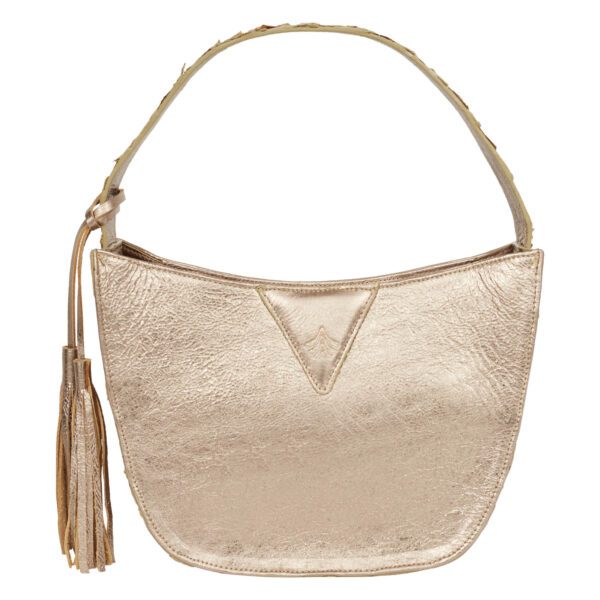 Bolsa Hobo Proa - Bege e Dourado