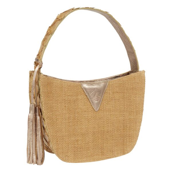 Bolsa Hobo Proa Artesanal - Bege e Dourado