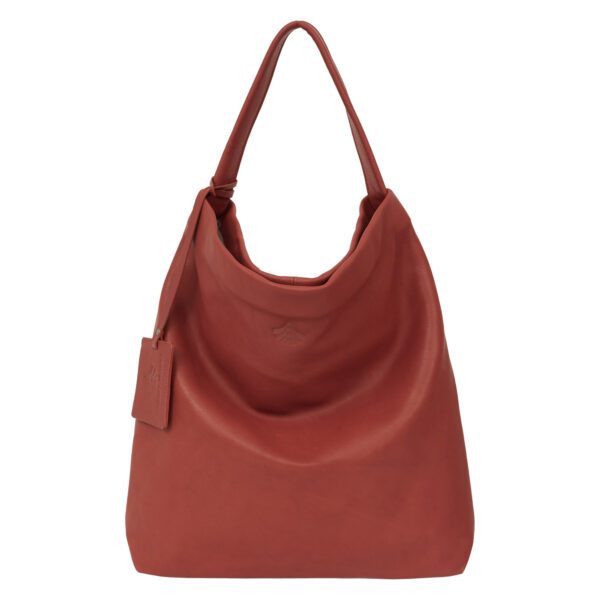 Bolsa Hobo atacama de couro (terrracota), compacta, com alça de ombro integrada.