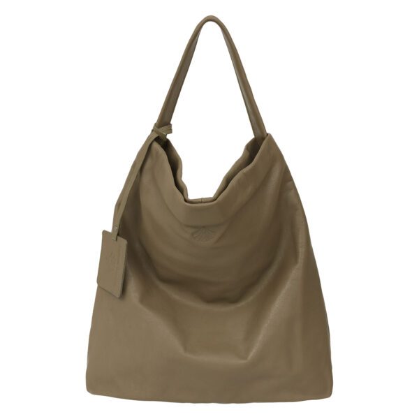 Bolsa Hobo savana de couro (verde musgo), compacta, com alça de ombro integrada.