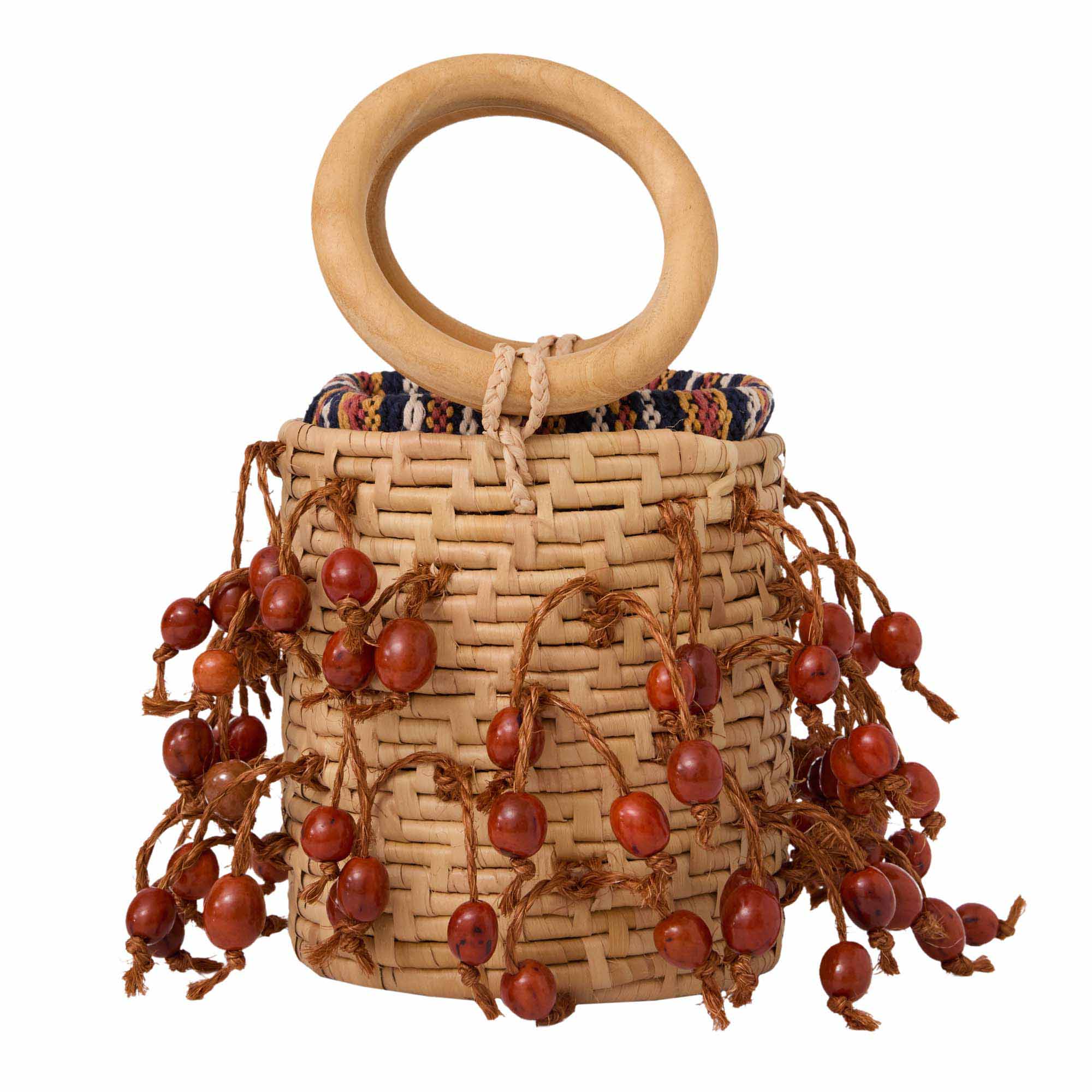 bucket-bag-marau-palha Bucket Bag Maraú de luxo, palha de Carnaúba tecida artesanalmente, com alças de sementes Jarina.
