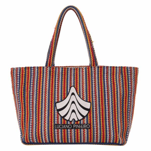 Maxxi Tote Mercado, bolsa sacola grande de tear artesanal mineiro em algodão reciclado, formato quadrado.