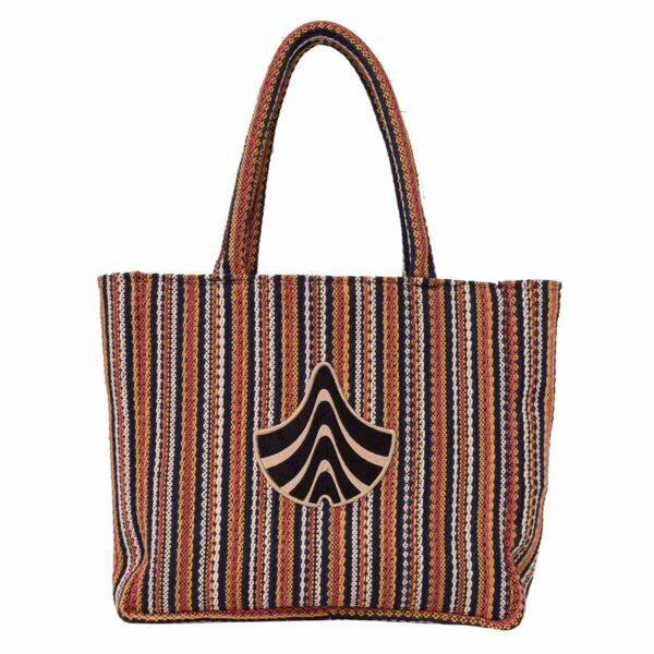 Maxxi Tote Mercado, bolsa sacola grande de tear artesanal mineiro em algodão reciclado, formato quadrado