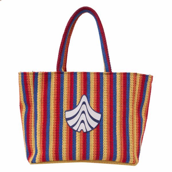 Maxxi Tote Mercado, bolsa sacola grande de tear artesanal mineiro em algodão reciclado, formato quadrado.