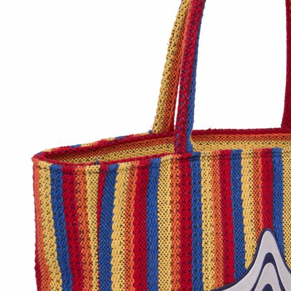 Maxxi Tote Mercado, bolsa sacola grande de tear artesanal mineiro em algodão reciclado, formato quadrado.