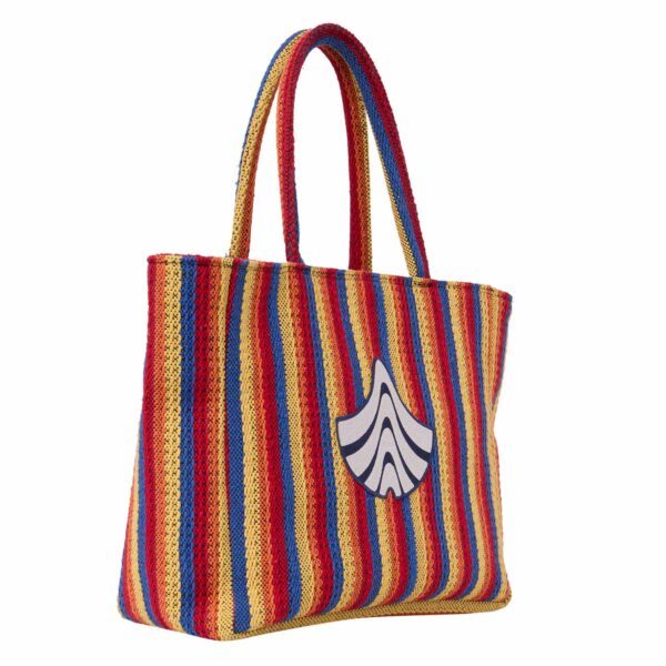 Maxxi Tote Mercado, bolsa sacola grande de tear artesanal mineiro em algodão reciclado, formato quadrado.